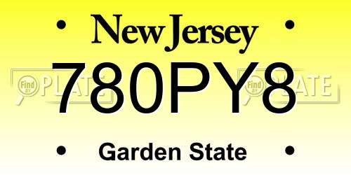 780PY8 New Jersey License Plate