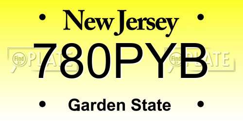 780PYB New Jersey License Plate