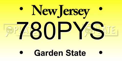 780PYS New Jersey License Plate