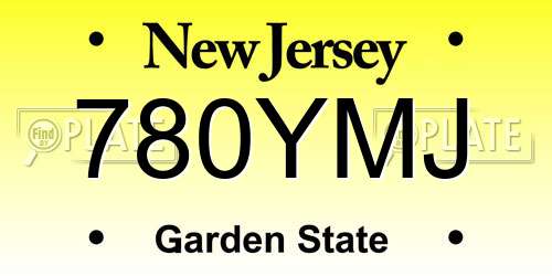 780YMJ New Jersey License Plate