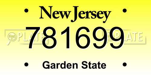 781699 New Jersey License Plate