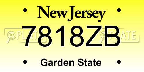 7818ZB New Jersey License Plate