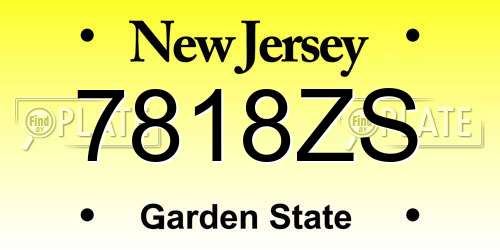7818ZS New Jersey License Plate