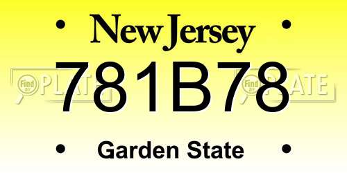 781B78 New Jersey License Plate