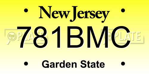 781BMC New Jersey License Plate
