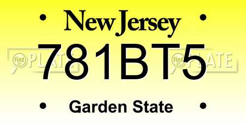 781BT5 New Jersey License Plate