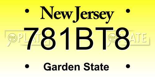 781BT8 New Jersey License Plate