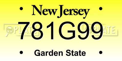 781G99 New Jersey License Plate