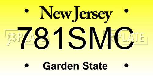 781SMC New Jersey License Plate