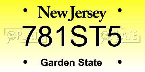781ST5 New Jersey License Plate