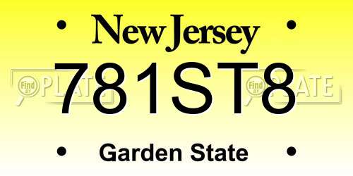 781ST8 New Jersey License Plate