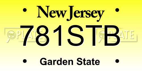 781STB New Jersey License Plate