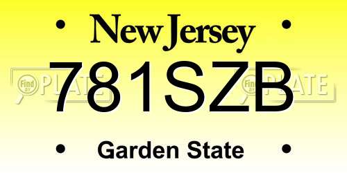 781SZB New Jersey License Plate