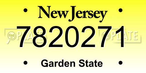 7820271 New Jersey License Plate
