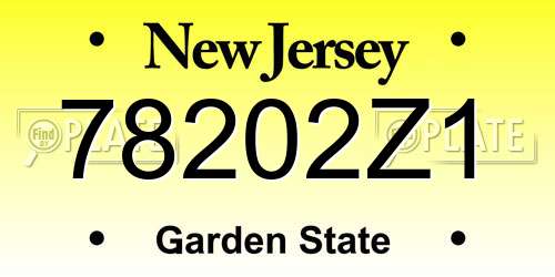 78202Z1 New Jersey License Plate