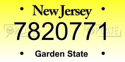 7820771 New Jersey License Plate