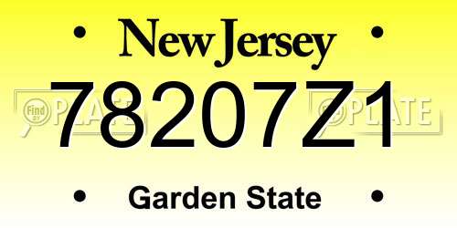 78207Z1 New Jersey License Plate