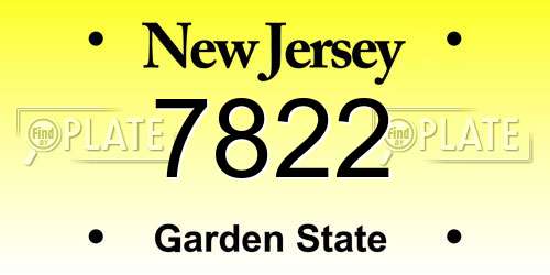 7822 New Jersey License Plate