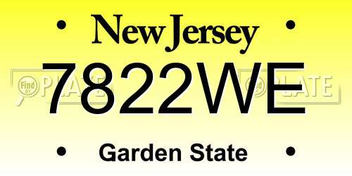 7822WE New Jersey License Plate