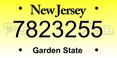 7823255 New Jersey License Plate