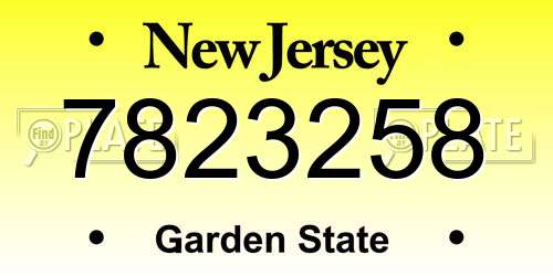 7823258 New Jersey License Plate
