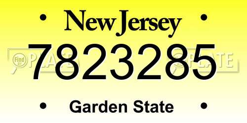 7823285 New Jersey License Plate