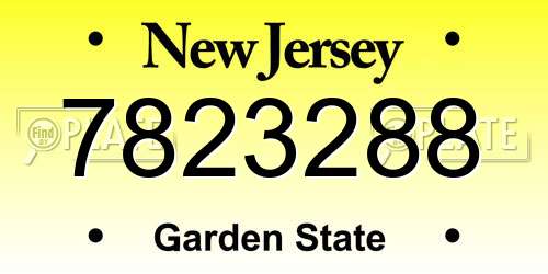 7823288 New Jersey License Plate