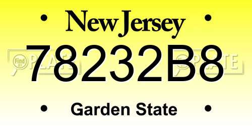 78232B8 New Jersey License Plate