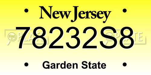 78232S8 New Jersey License Plate
