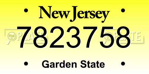 7823758 New Jersey License Plate