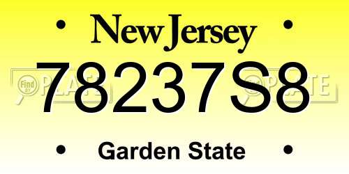 78237S8 New Jersey License Plate