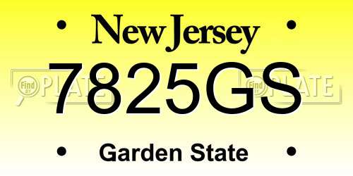 7825GS New Jersey License Plate
