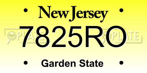 7825RO New Jersey License Plate