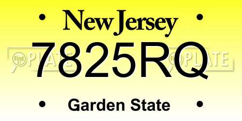 7825RQ New Jersey License Plate