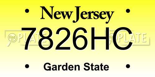 7826HC New Jersey License Plate