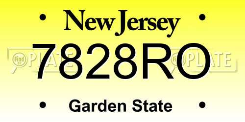 7828RO New Jersey License Plate