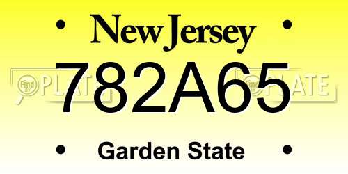 782A65 New Jersey License Plate