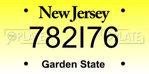 782I76 New Jersey License Plate