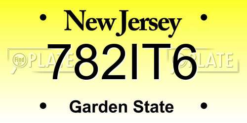 782IT6 New Jersey License Plate