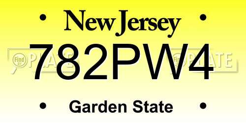 782PW4 New Jersey License Plate