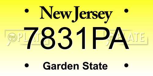 7831PA New Jersey License Plate