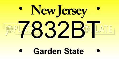 7832BT New Jersey License Plate