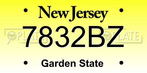 7832BZ New Jersey License Plate