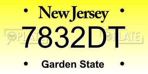 7832DT New Jersey License Plate