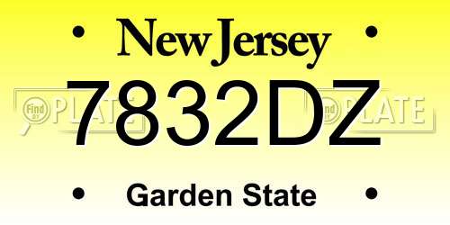 7832DZ New Jersey License Plate