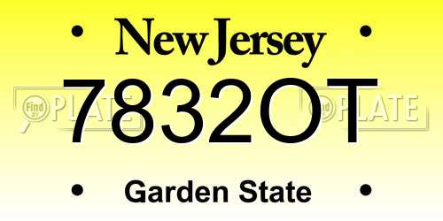 7832OT New Jersey License Plate