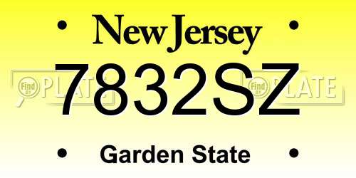 7832SZ New Jersey License Plate