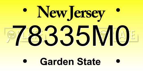 78335M0 New Jersey License Plate