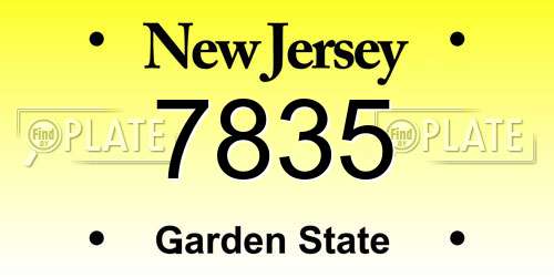 7835 New Jersey License Plate