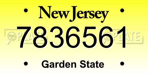 7836561 New Jersey License Plate
